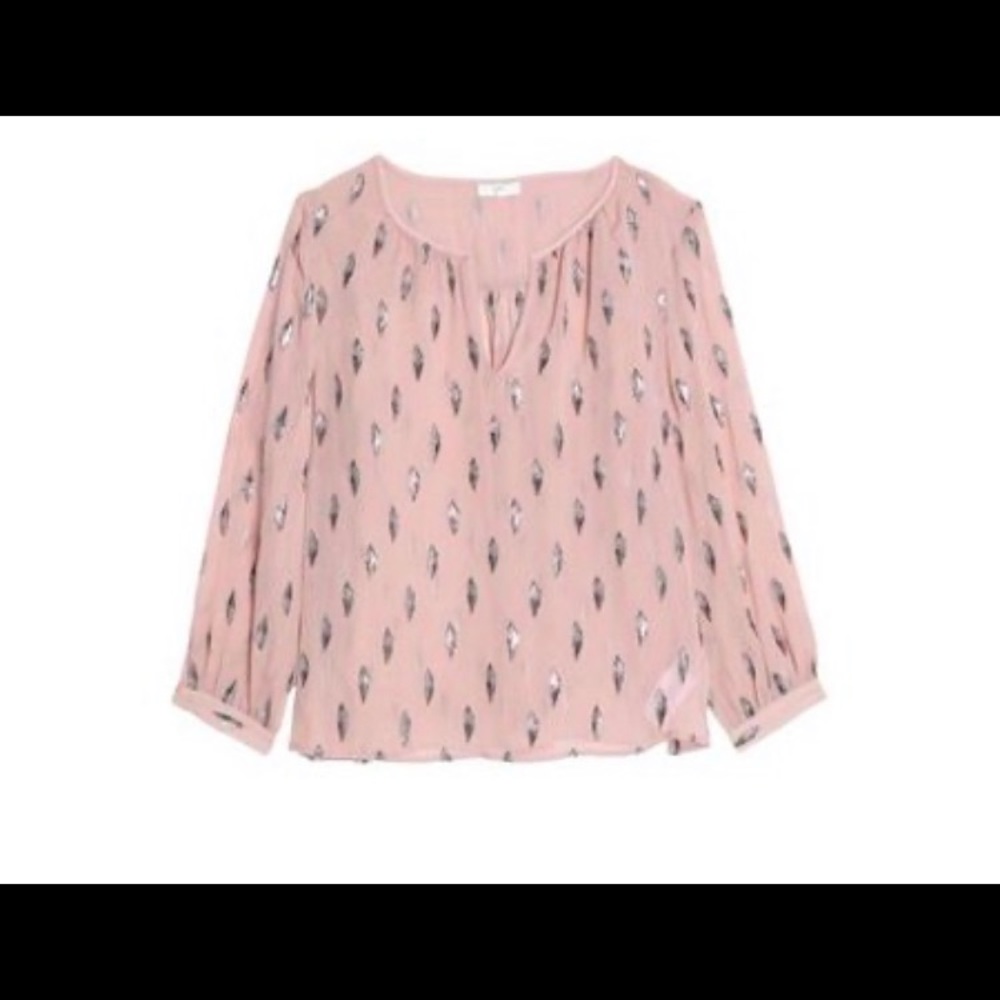 Joie Blush Pink Silk Metallic Thread Top S